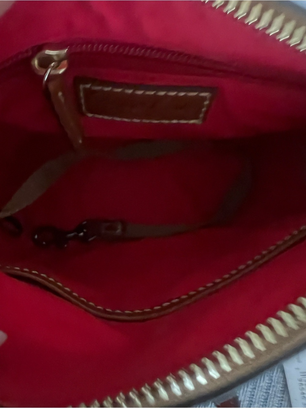 Dooney & Bourke Hot Pink Pebble Leather Domed Crossbody with Brown Trim - Picture 11 of 11